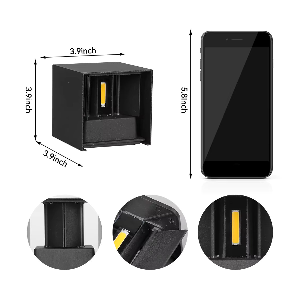 MING&BEN Moderne LED-Außenleuchte in Schwarz, IP65 wasserdicht, 7 W, verstellbarer Winkel für Garten und Landschaft - Bild 6