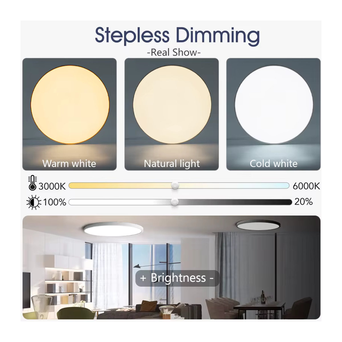MING&BEN Moderne LED Deckenleuchte Rund Ultradünn Dimmbar mit App und Fernbedienung für Wohnzimmer Schlafzimmer und Badezimmer - Bild 4
