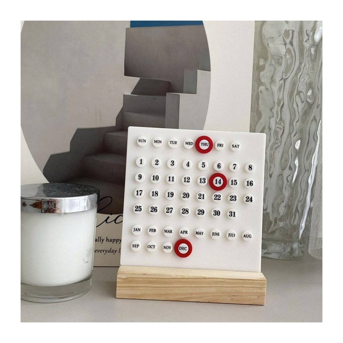 Mini DIY Desktop Kalender für dein Büro oder als Dekoration in Weiß - Bild 1