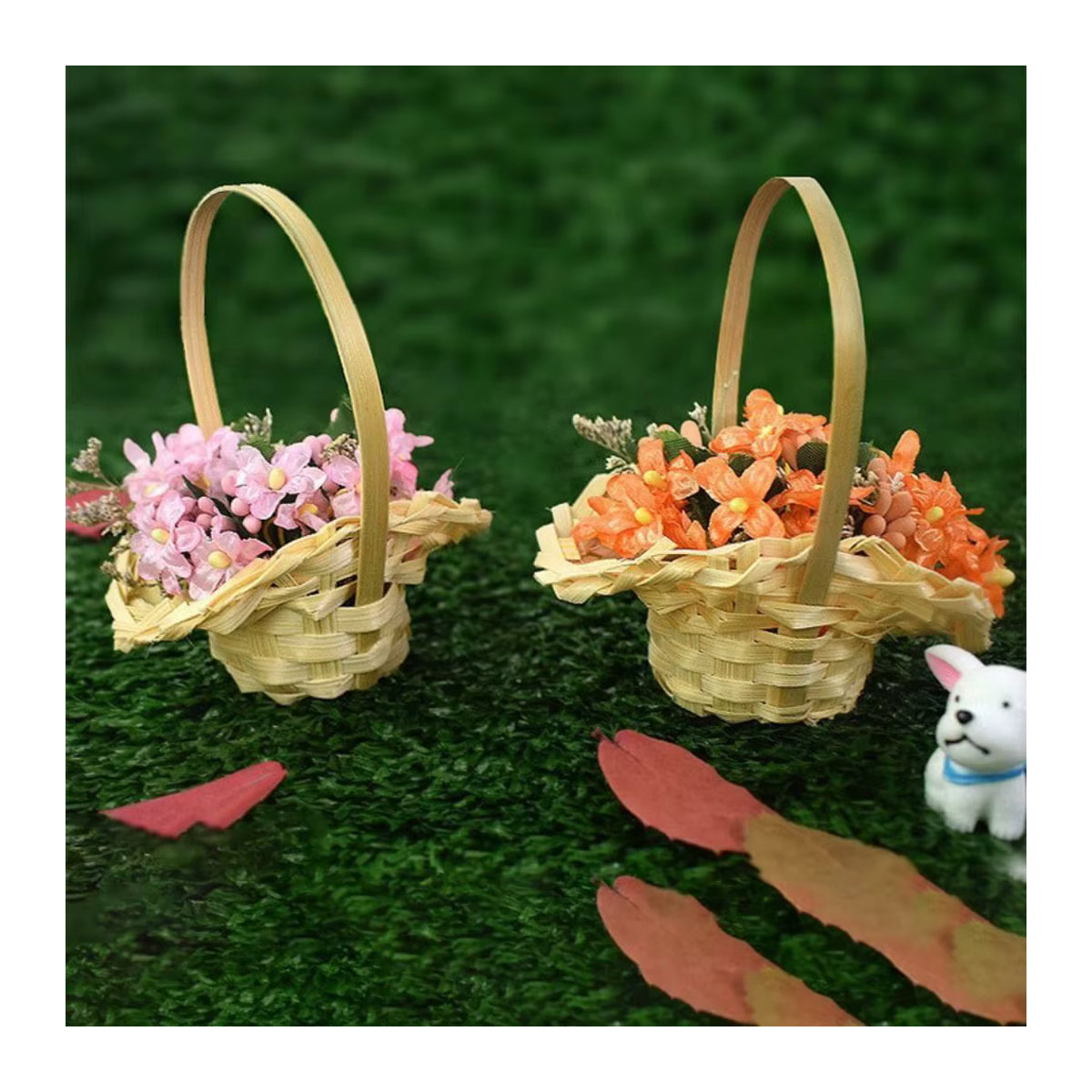 Mini Geflecht Blumenkörbe mit Griff für Hochzeiten und Partys als Dekorationszubehör für Blumenarrangements - Bild 2