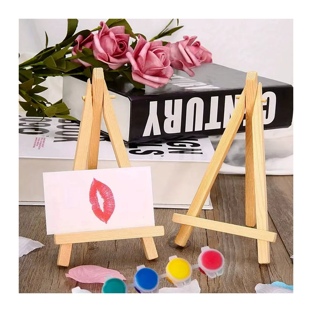 Mini-Künstler-Staffelei aus Holz von XD-TOPQC, faltbarer Tischständer mit verstellbarem Halter für Gemälde und Hochzeitskarten - Bild 2