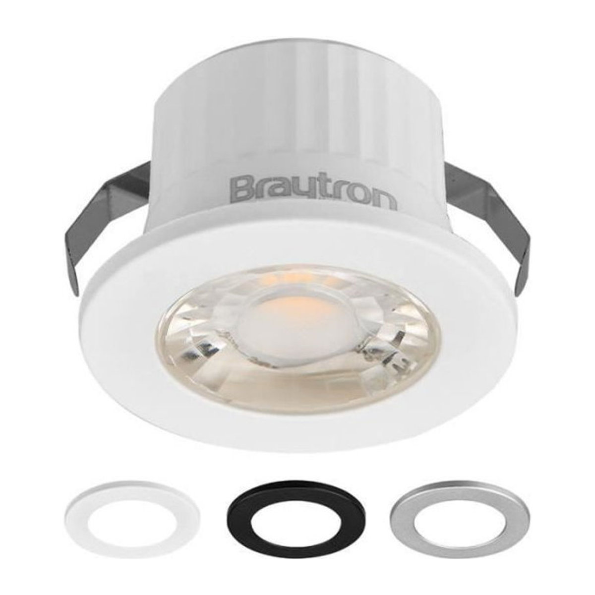 Mini LED Einbaustrahler rund mit 3 Farben, 3W, 6500K Kaltweiß, IP54, Weiß/Schwarz/Silber - Bild 1