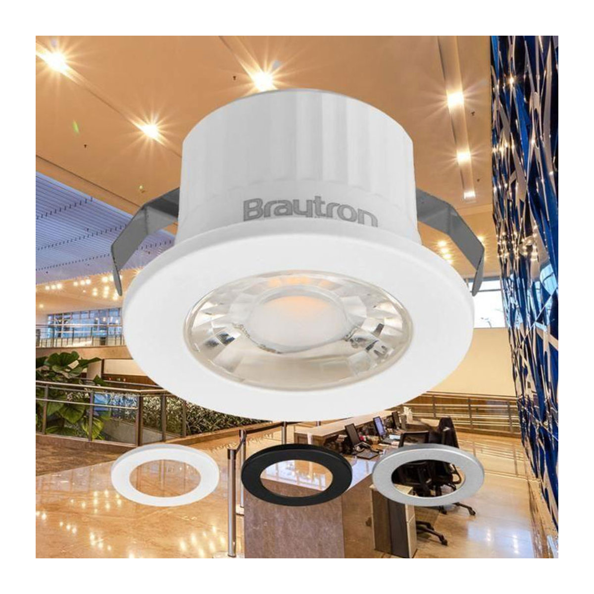 Mini LED Einbaustrahler rund mit 3 Farben, 3W, 6500K Kaltweiß, IP54, Weiß/Schwarz/Silber - Bild 2
