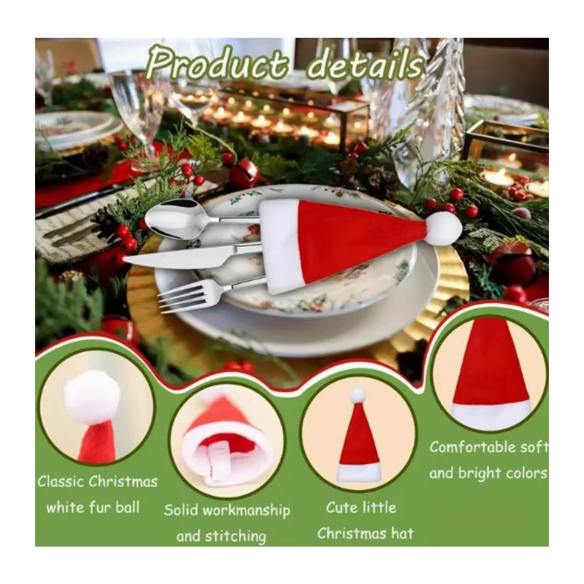 Mini Santa Hut Weihnachtliche Flaschenaufsätze und Dekoration für Wein oder Lutscher in Rot - Bild 4
