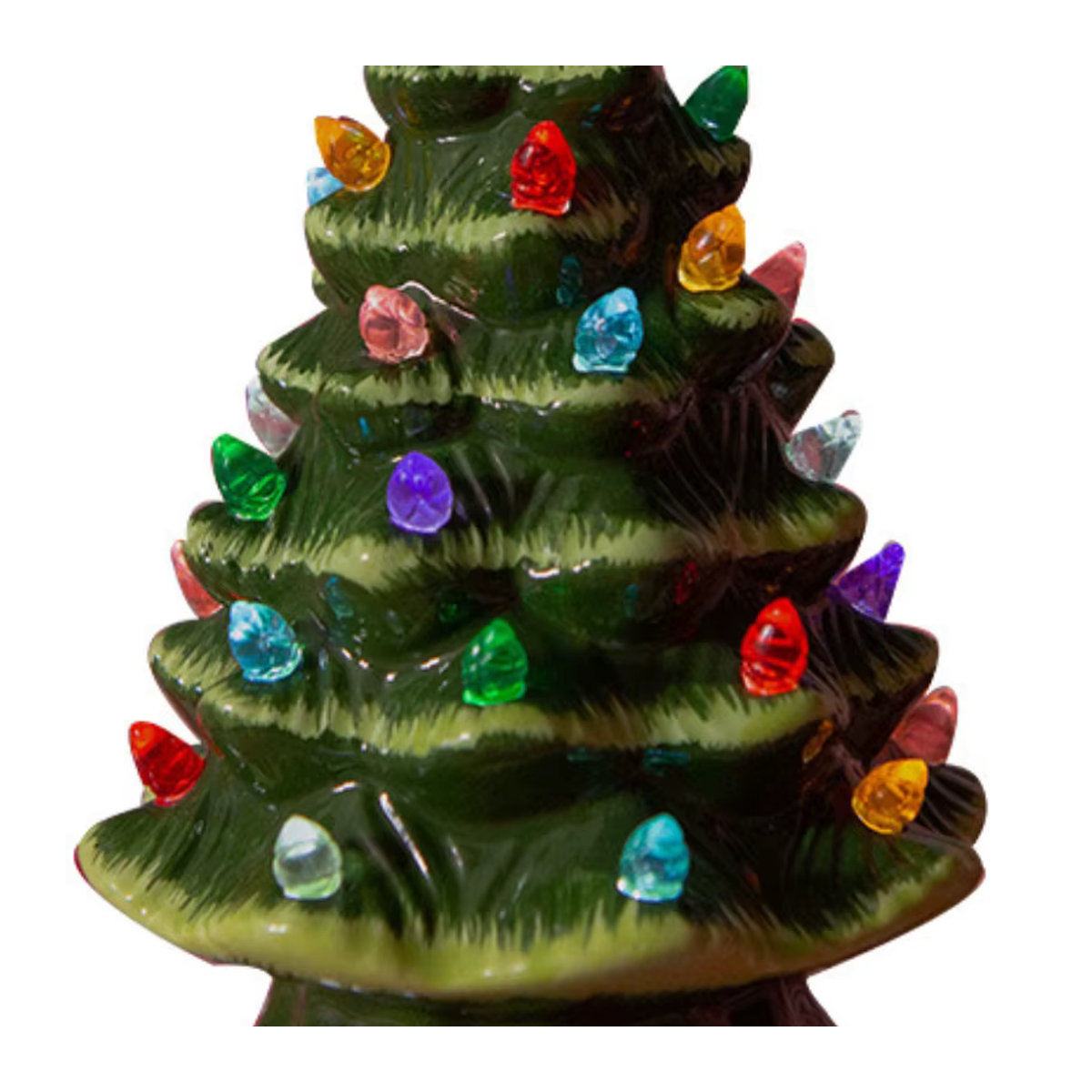 Mini Weihnachtsbaum aus Keramik mit LED-Ornament in Grün für die Tischdekoration - Bild 3