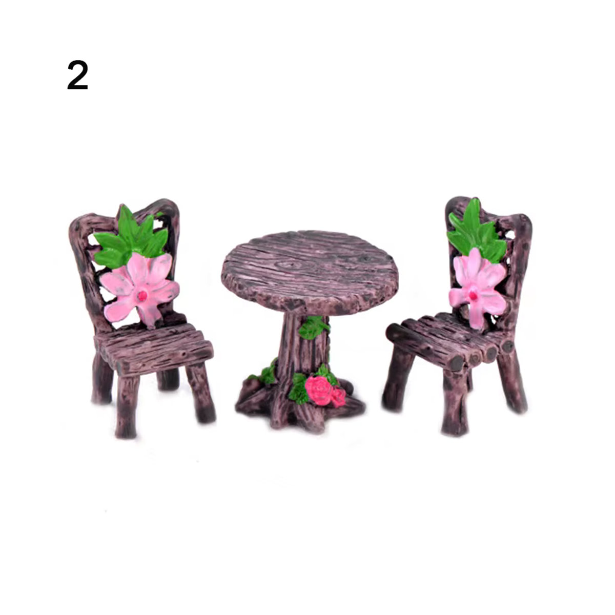 Miniatur Tisch und Stuhl Dekoration Set aus Harz in Braun für Puppenstuben und Garten - Bild 3