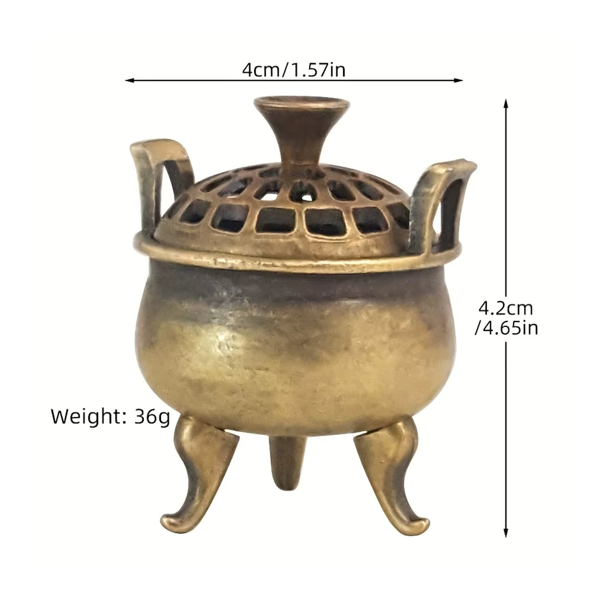 MINIDEAL Aromatherapie-Brenner aus Metall in Bronze, schlichter Räucherstäbchenhalter mit hohlem Dreibein-Design - Bild 2