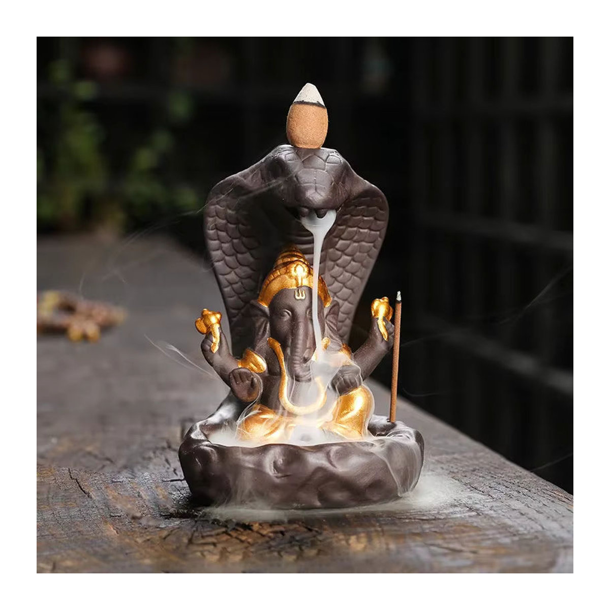 MINIDEAL Buddha Rückfluss-Räuchergefäß aus Keramik in Lila und Schwarz für orientalische Dekoration - Bild 2