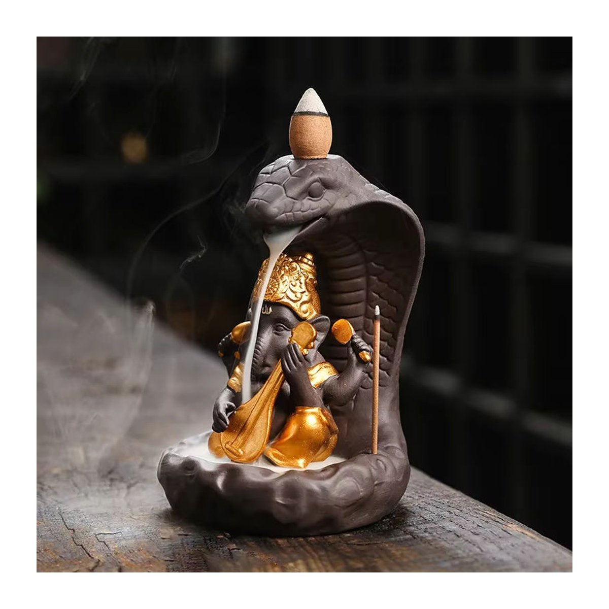 MINIDEAL Buddha Rückfluss-Räuchergefäß aus Keramik in Lila und Schwarz für orientalische Dekoration - Bild 3