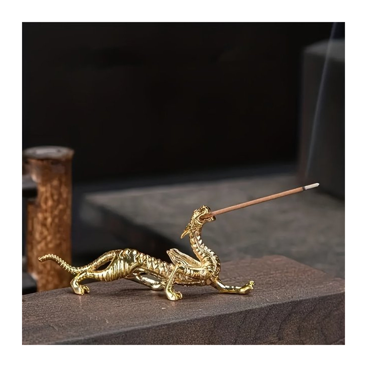MINIDEAL Drachen Weihrauchhalter aus Metall in Gold für Räucherstäbchen als orientalische Dekoration - Bild 1