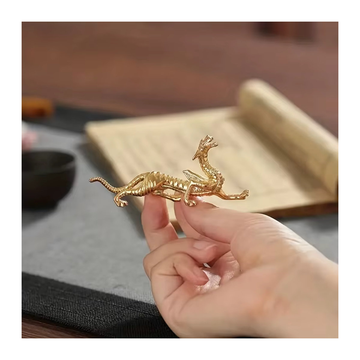 MINIDEAL Drachen Weihrauchhalter aus Metall in Gold für Räucherstäbchen als orientalische Dekoration - Bild 2