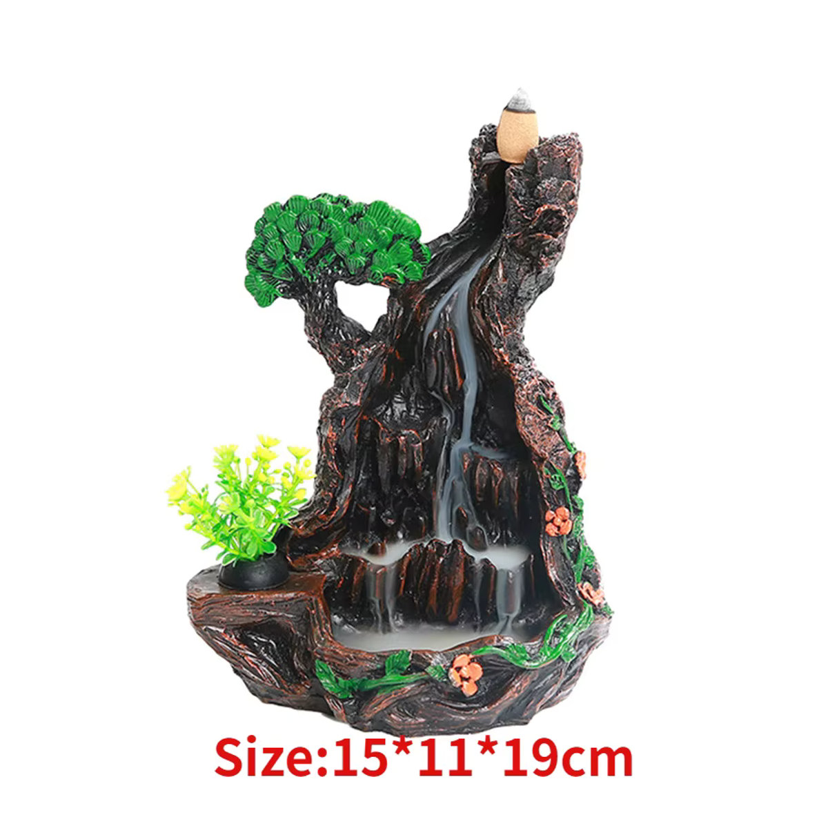 MINIDEAL Handgemachter Weihrauchbrenner aus Kunstharz mit Wasserfall-Effekt und Landschaftsdesign in Mehrfarbig - Bild 3