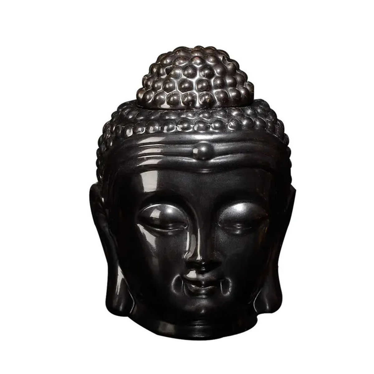MINIDEAL Keramik-Duftlampe mit Buddha-Kopf-Design in Schwarz für Aromatherapie und ätherische Öle - Bild 2