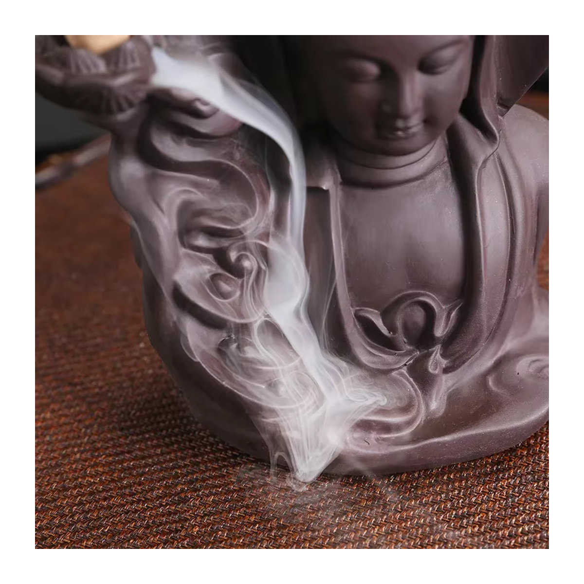 MINIDEAL Keramik Räuchergefäß Buddha Wasserfall Rückfluss Weihrauchbrenner in Lila - Bild 3