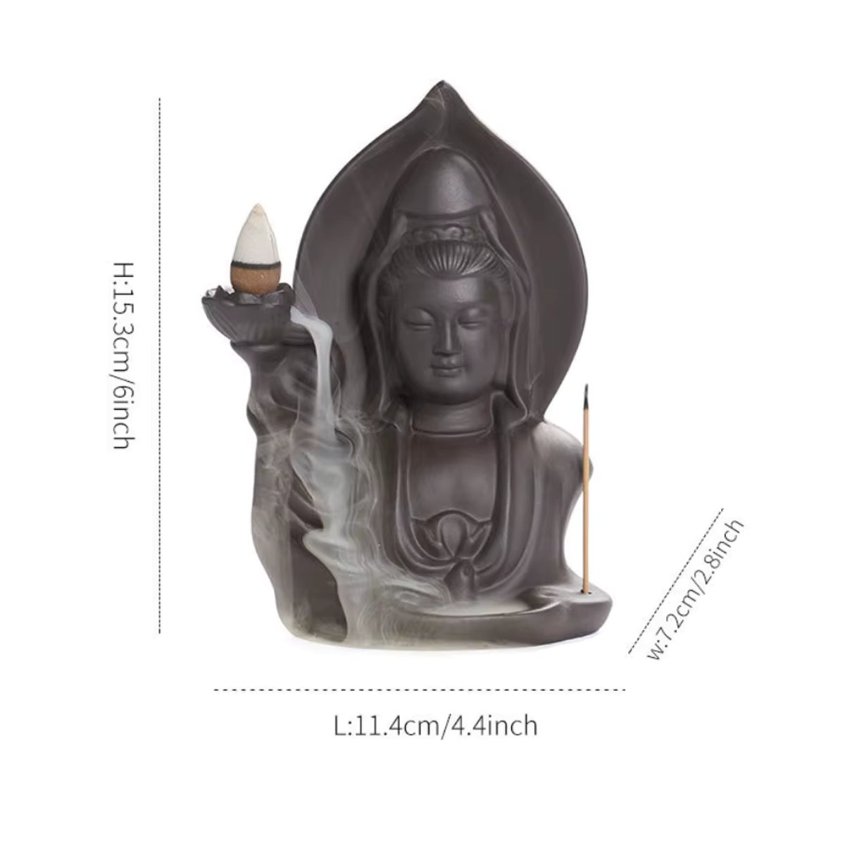 MINIDEAL Keramik Räuchergefäß Buddha Wasserfall Rückfluss Weihrauchbrenner in Lila - Bild 4