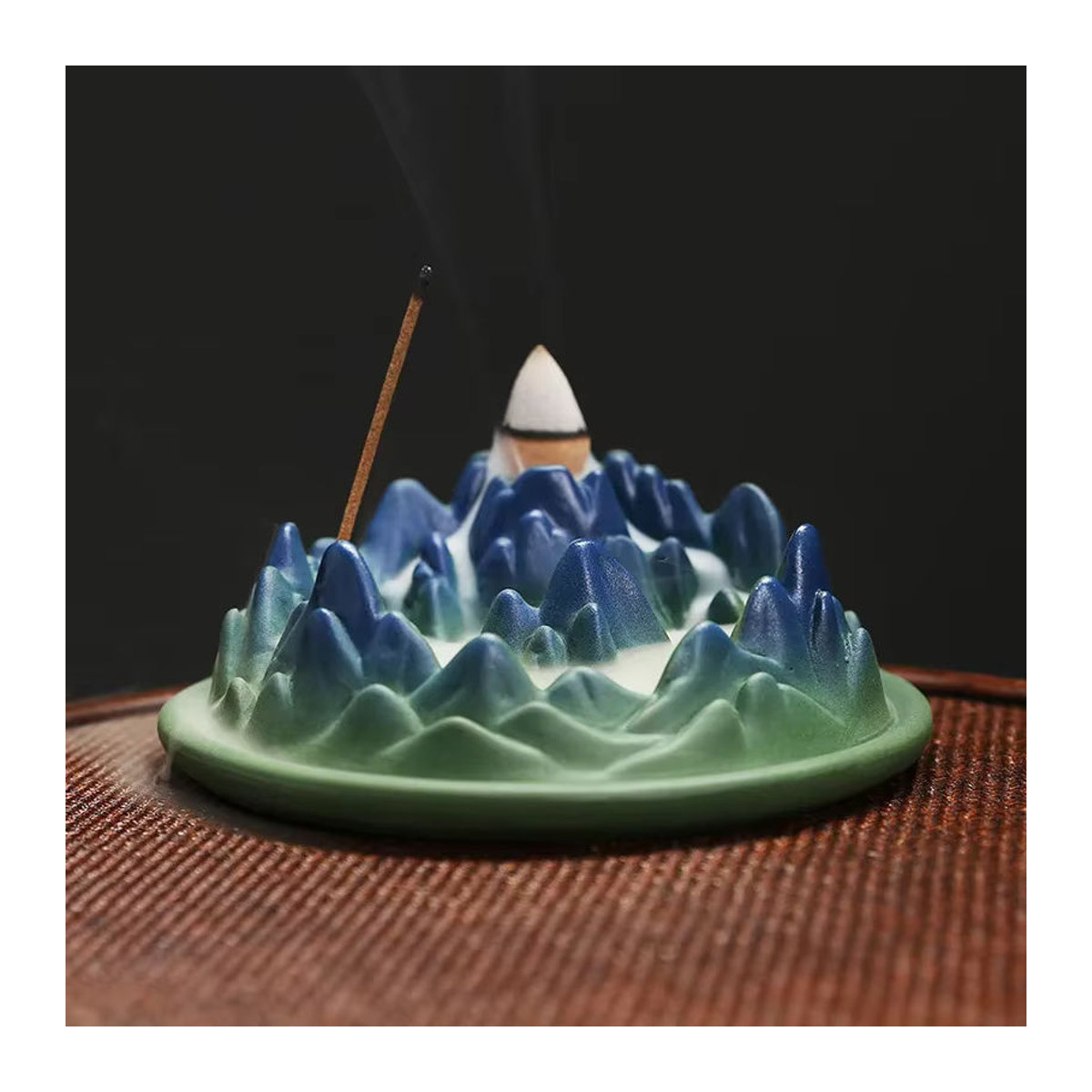 MINIDEAL Keramik Rückfluss-Räucherbrenner Landschaft Grün für Zen Meditation und Entspannung - Bild 5