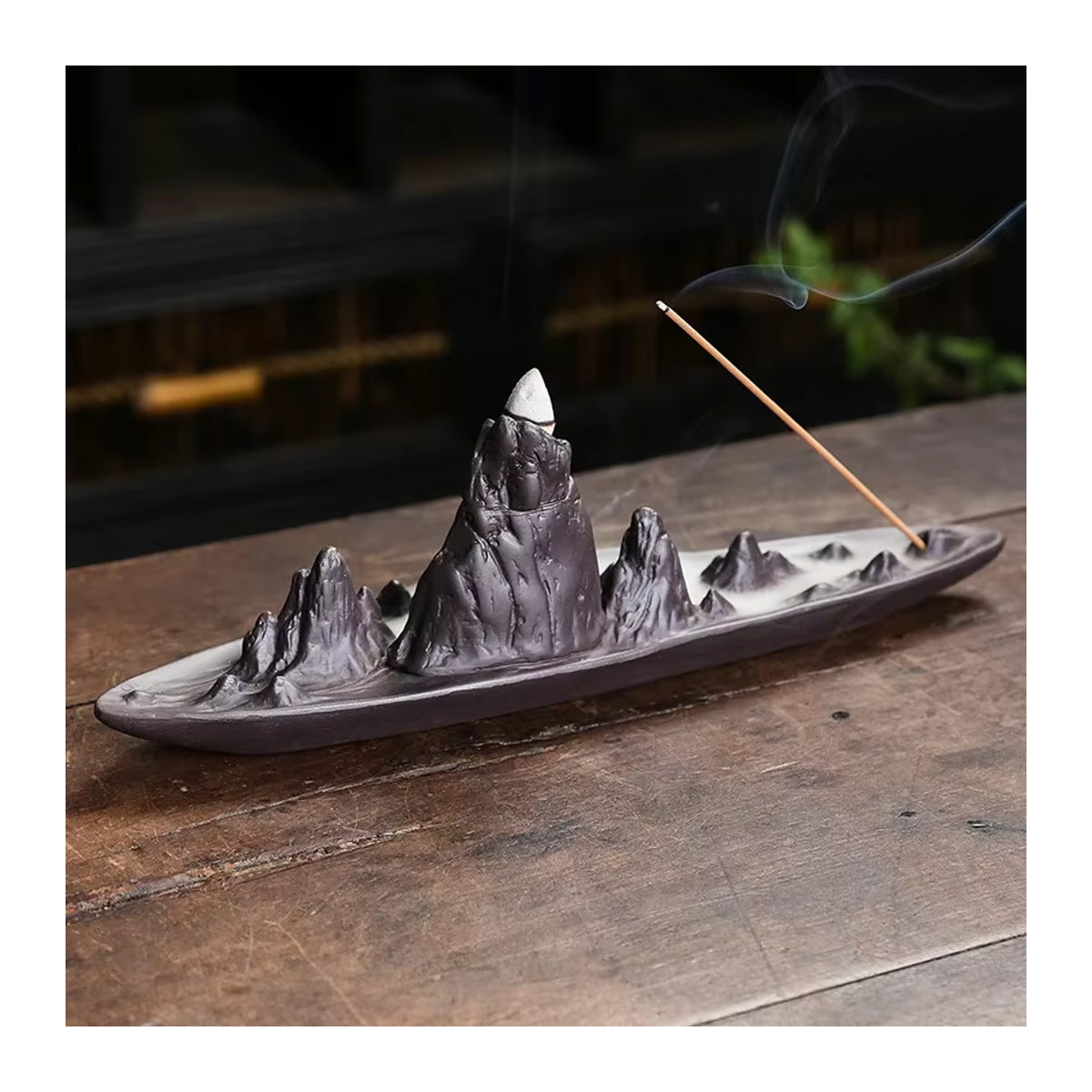 MINIDEAL Keramik Rückfluss-Räucherer Landschaft Berg in Grau als Zen-Deko-Ornament - Bild 4