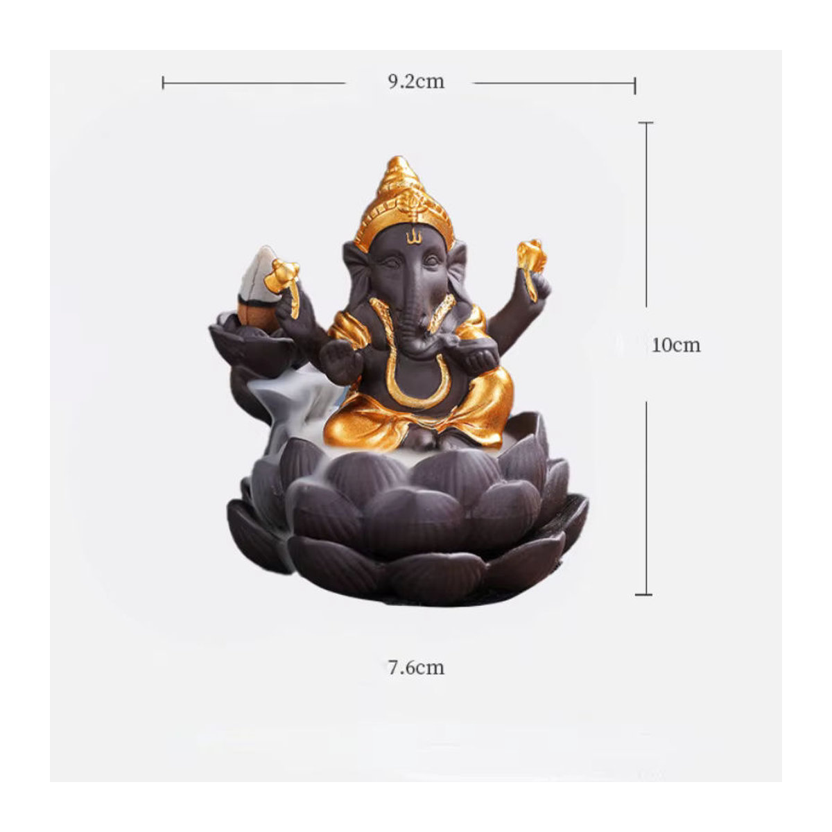 MINIDEAL Keramik Rückfluss-Weihrauchbrenner Buddha Lotus Design in Schwarz - Bild 2