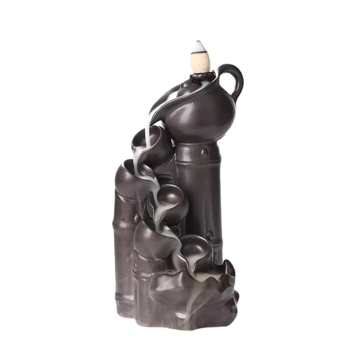 MINIDEAL Keramik Rückfluss Weihrauchbrenner Teekanne in Schwarz als dekoratives Home Office Ornament im orientalischen Design - Bild 3