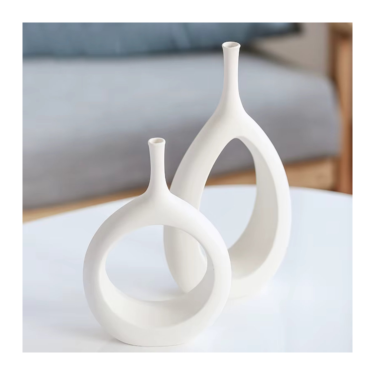 MINIDEAL Keramik Vase in Weiß im skandinavischen Design für Schnittblumen und Deko-Ornamente - Bild 2