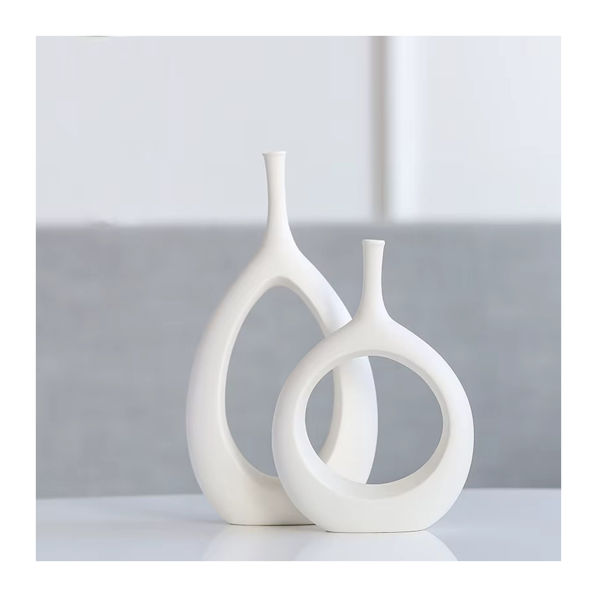 MINIDEAL Keramik Vase in Weiß im skandinavischen Design für Schnittblumen und Deko-Ornamente - Bild 3