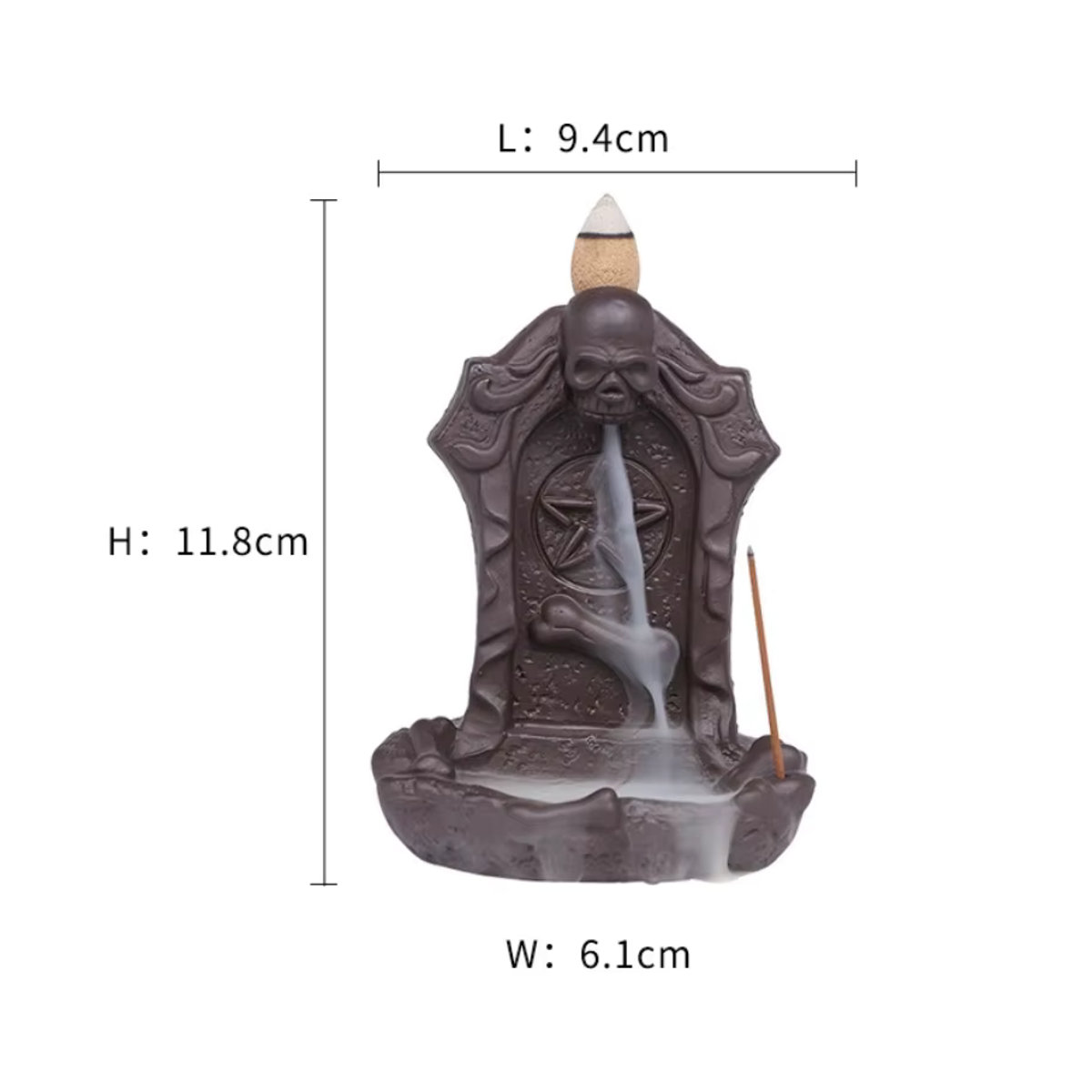 MINIDEAL Keramik Wasserfall Weihrauch Brenner Schädel in Lila und Schwarz für Halloween und Wohnkultur - Bild 5