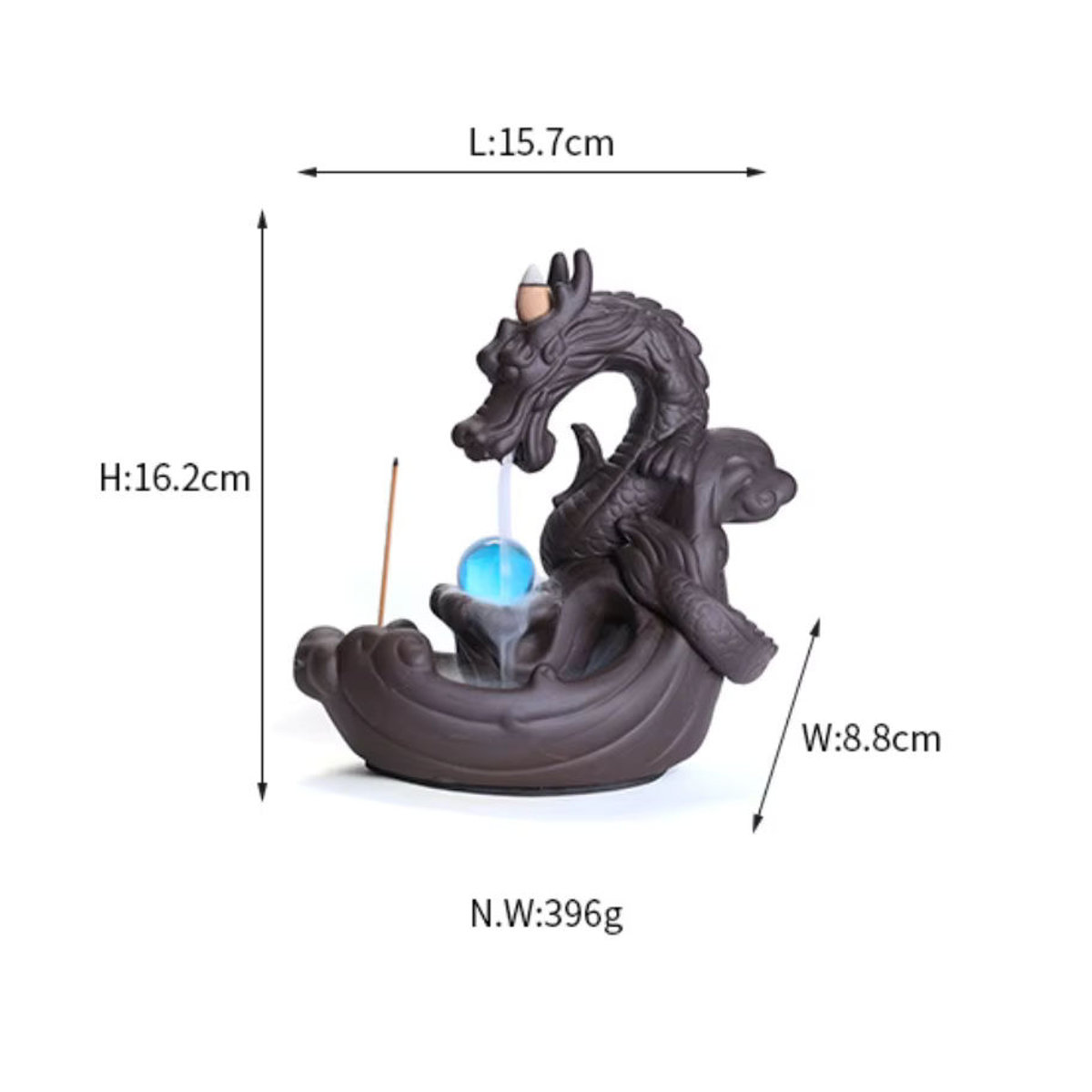 MINIDEAL Keramik Weihrauchbrenner im Vintage-Design mit Drachen-Wasserfall-Effekt in Braun - Bild 2