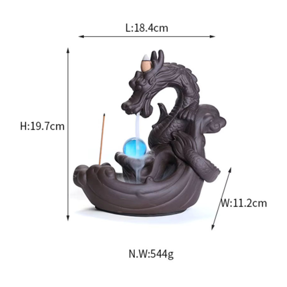 MINIDEAL Keramik Weihrauchbrenner im Vintage-Design mit Drachen-Wasserfall-Effekt in Braun - Bild 3