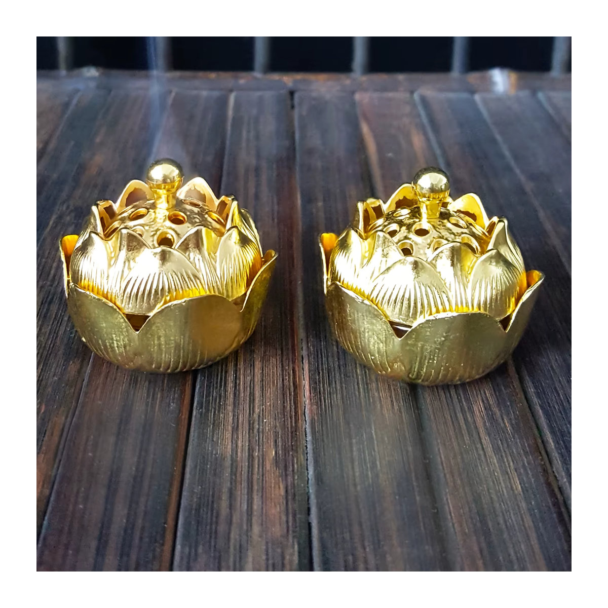 MINIDEAL Lotus-Räuchergefäß aus Legierung in Red Bronze und Gold als Desktop-Dekoration und Aschsammler mit Abdeckung - Bild 2