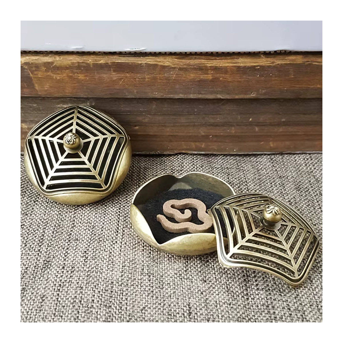 MINIDEAL Messing-Räuchergefäß in Bronze mit Sternenmuster und Mesh-Sieb für die Aromatherapie - Bild 3