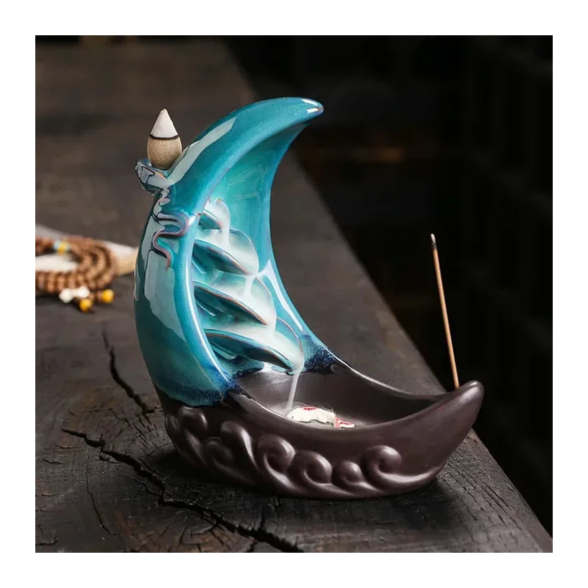 MINIDEAL Mond & Fisch Keramik Dekoration Blau – Abstraktes Feng Shui Gadget für Wohnkultur und Entspannung - Bild 1