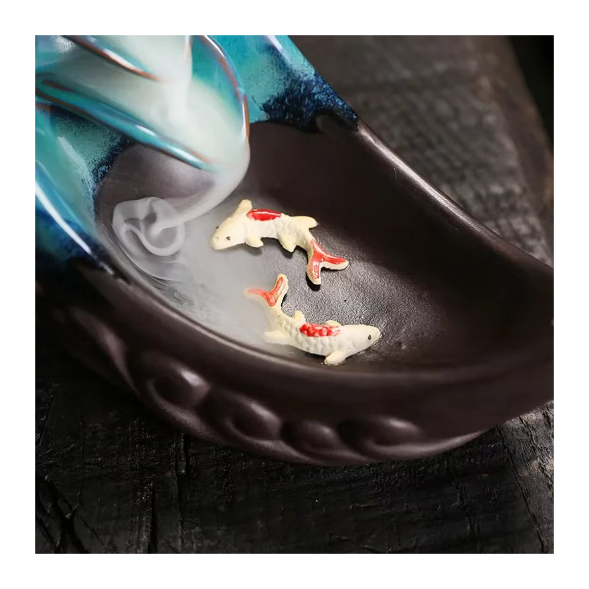 MINIDEAL Mond & Fisch Keramik Dekoration Blau – Abstraktes Feng Shui Gadget für Wohnkultur und Entspannung - Bild 5