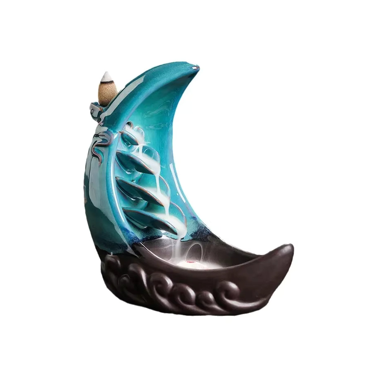 MINIDEAL Mond & Fisch Keramik Dekoration Blau – Abstraktes Feng Shui Gadget für Wohnkultur und Entspannung - Bild 6