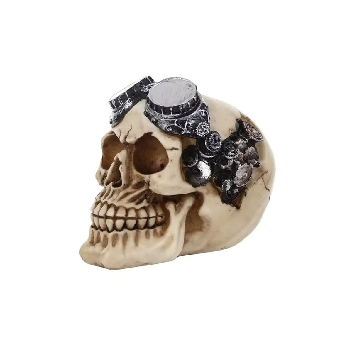 MINIDEAL Punk Mechanischer 3D Schädel Kopf aus Kunstharz in Beige als DIY Desktop-Dekoration für Halloween und Party - Bild 6