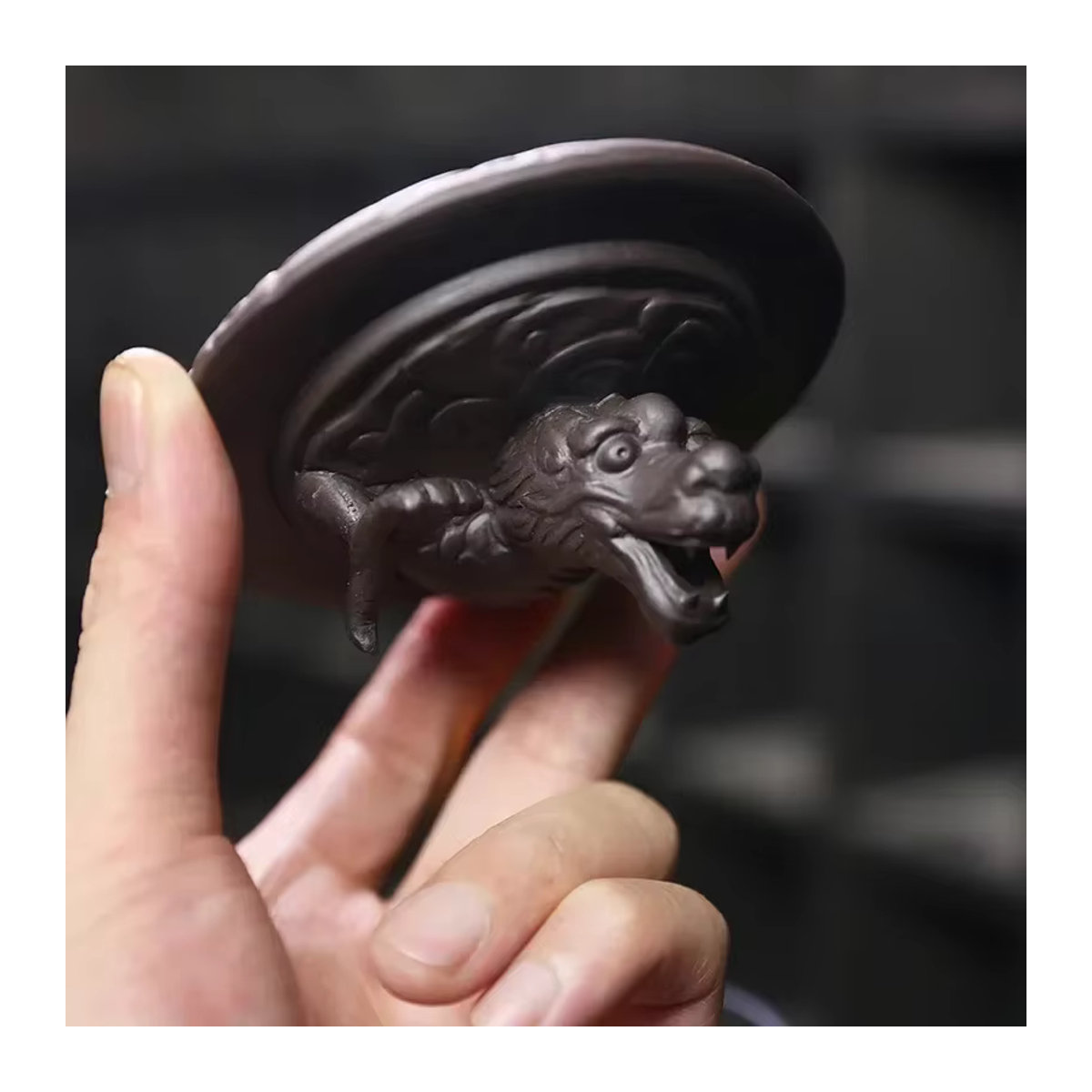 MINIDEAL Rückfluss-Räuchergefäß Drache mit LED-Feng-Shui-Kugel in Schwarz aus Acryl - Bild 2