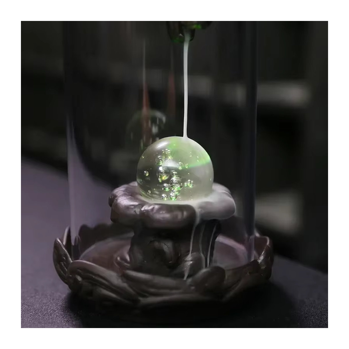 MINIDEAL Rückfluss-Räuchergefäß Drache mit LED-Feng-Shui-Kugel in Schwarz aus Acryl - Bild 3