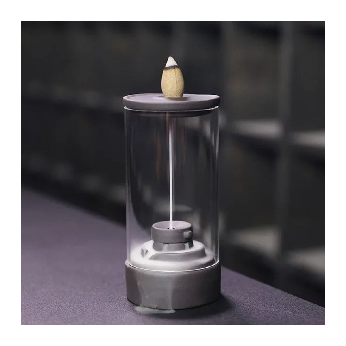 MINIDEAL Weihrauchbrenner Stein Mühle mit Wasserfall Rückfluss in Lila und Grau zur Aromatherapie - Bild 1