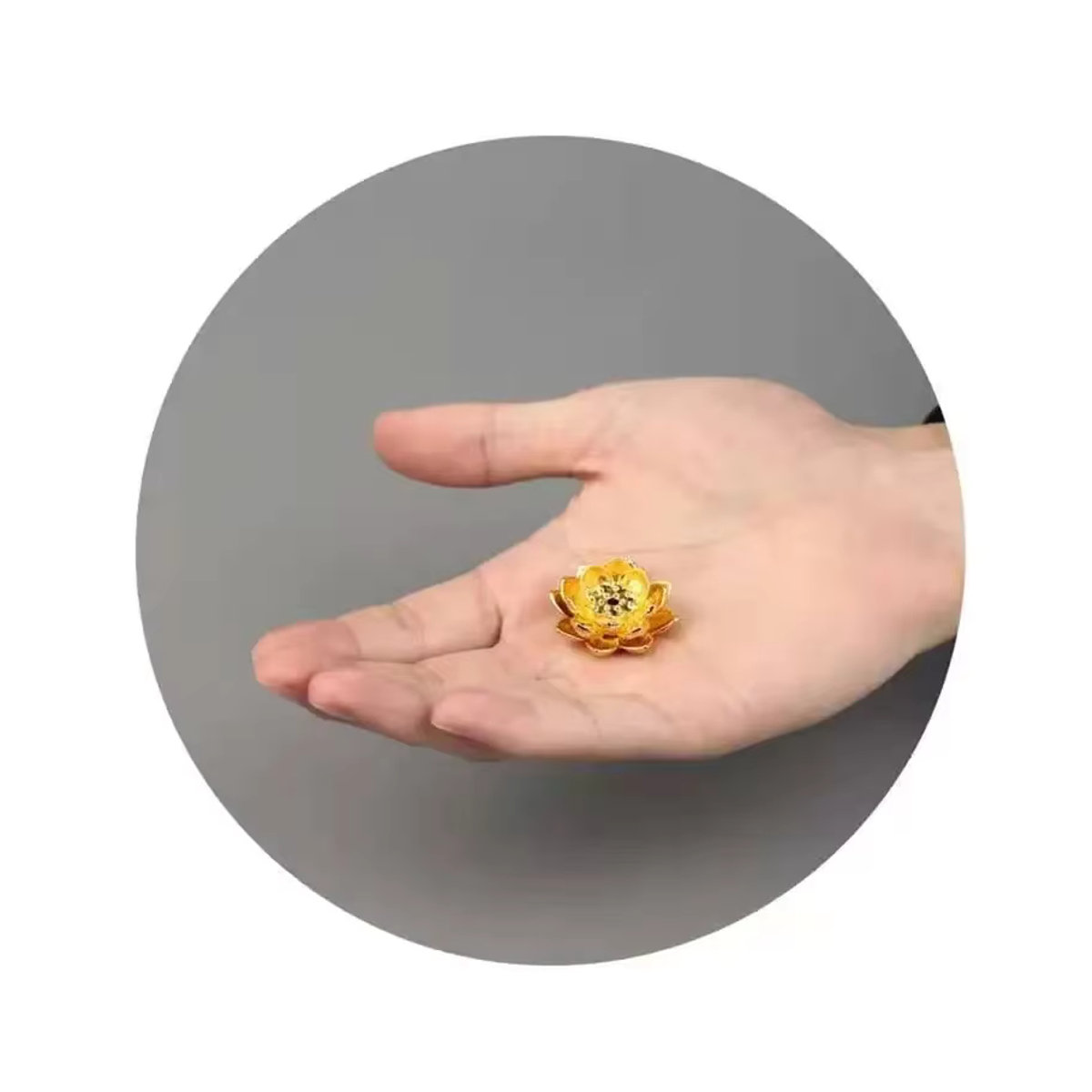 MINIDEAL Weihrauchhalter aus Metall in Gold mit Lotus-Design für Räucherstäbchen - Bild 3