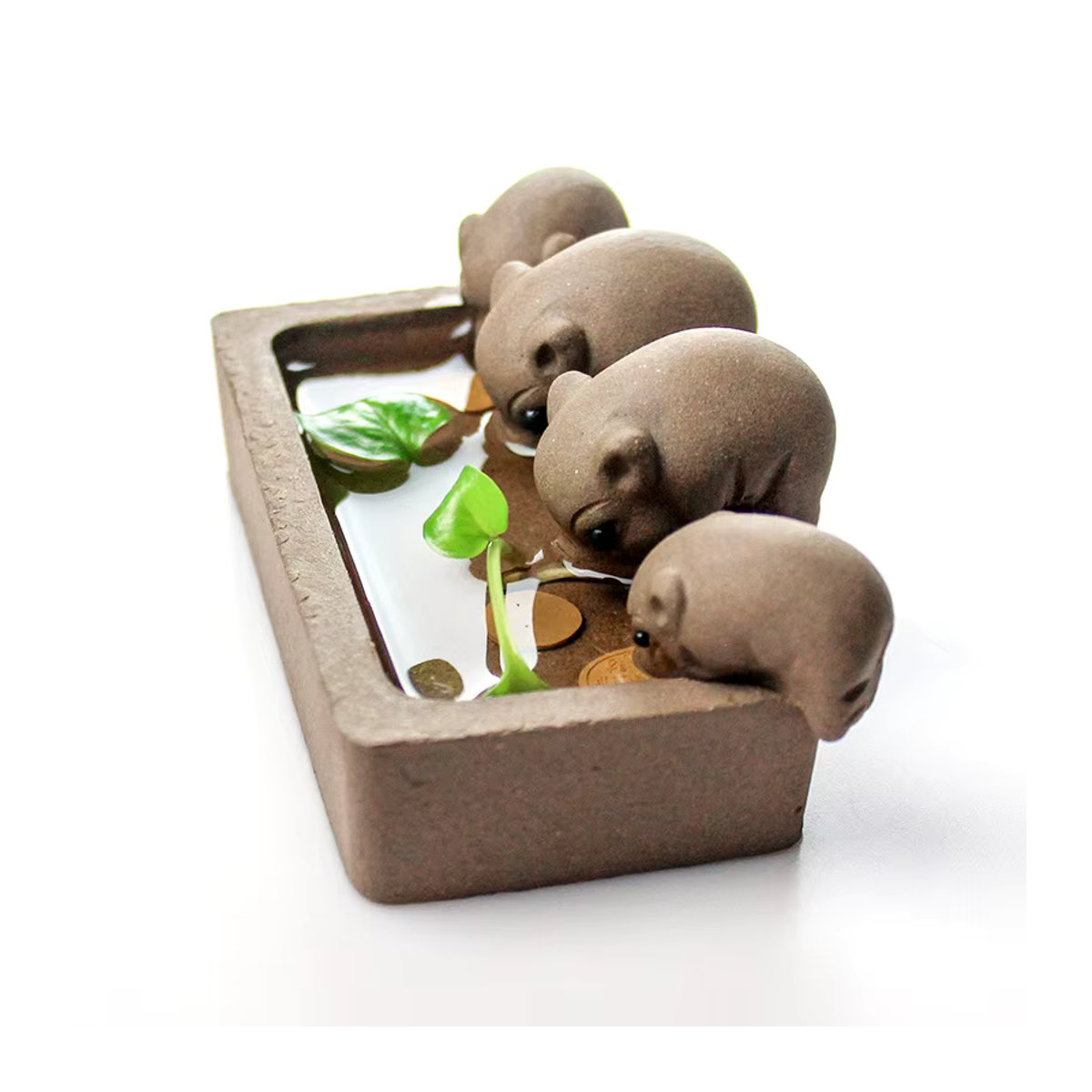 MINIDEAL ZiSha Tee Haustier Keramik Dekoration Kleine Schweine in Lila und Braun - Bild 2
