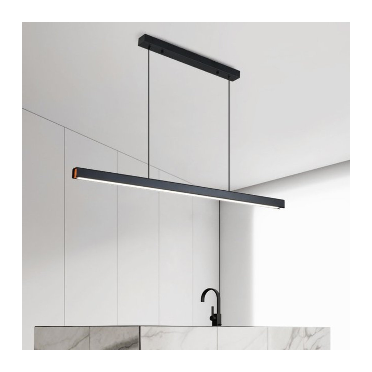Minimalistische LED-Pendelleuchte CETANT in Schwarz mit warmweißem Licht - Bild 1