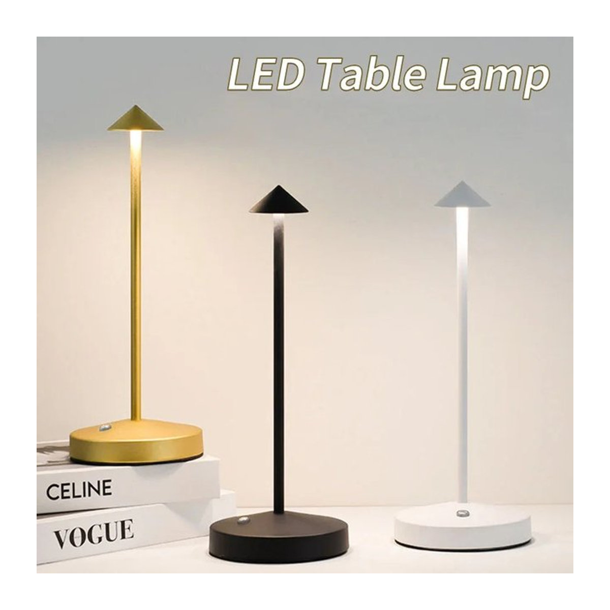 Minimalistische LED Tischlampe HPH in Schwarz mit Touch-Funktion und Akkubetrieb - Bild 1