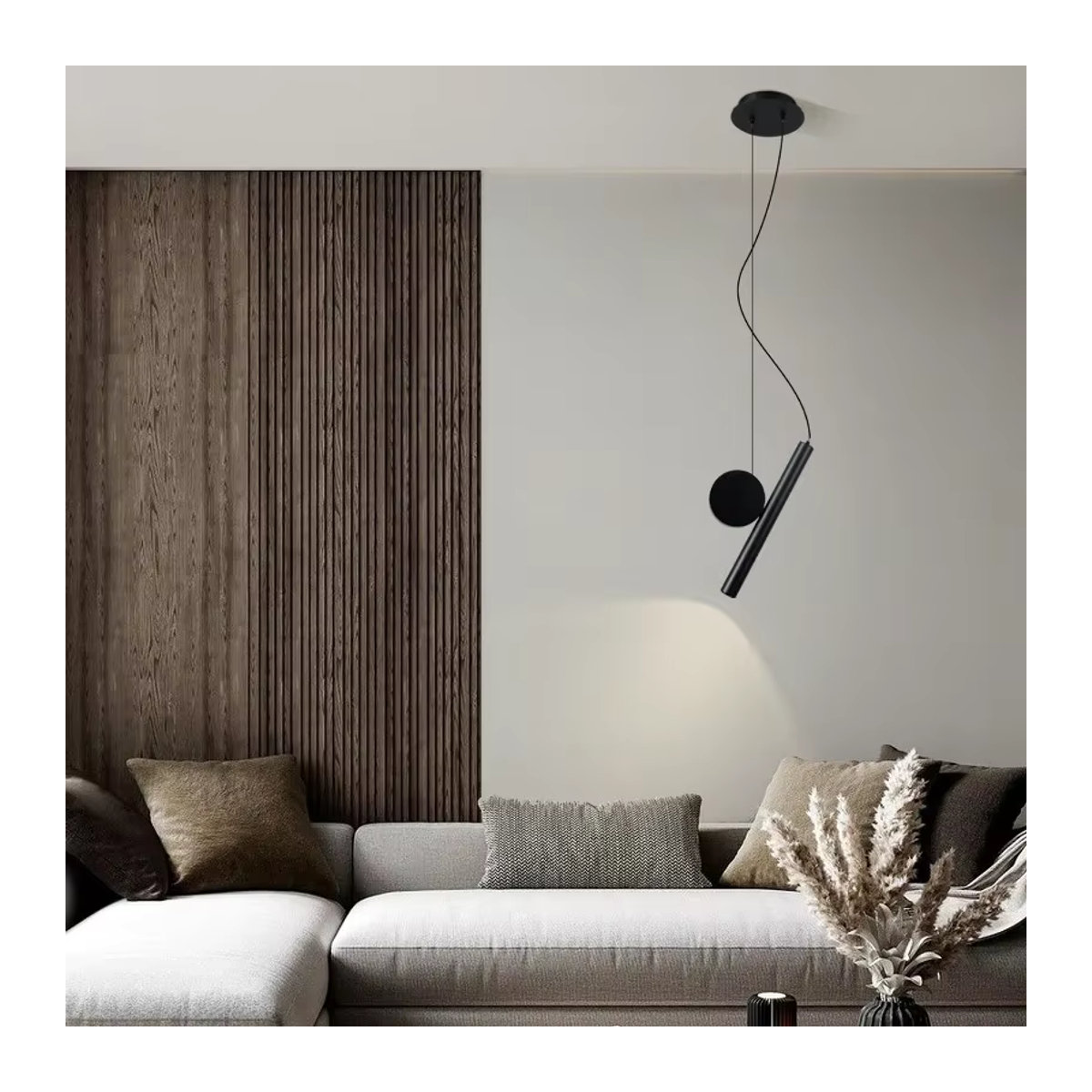 Minimalistische Pendelleuchte L-MANG aus Metall in Schwarz für Schlafzimmer und Restaurant - Bild 2