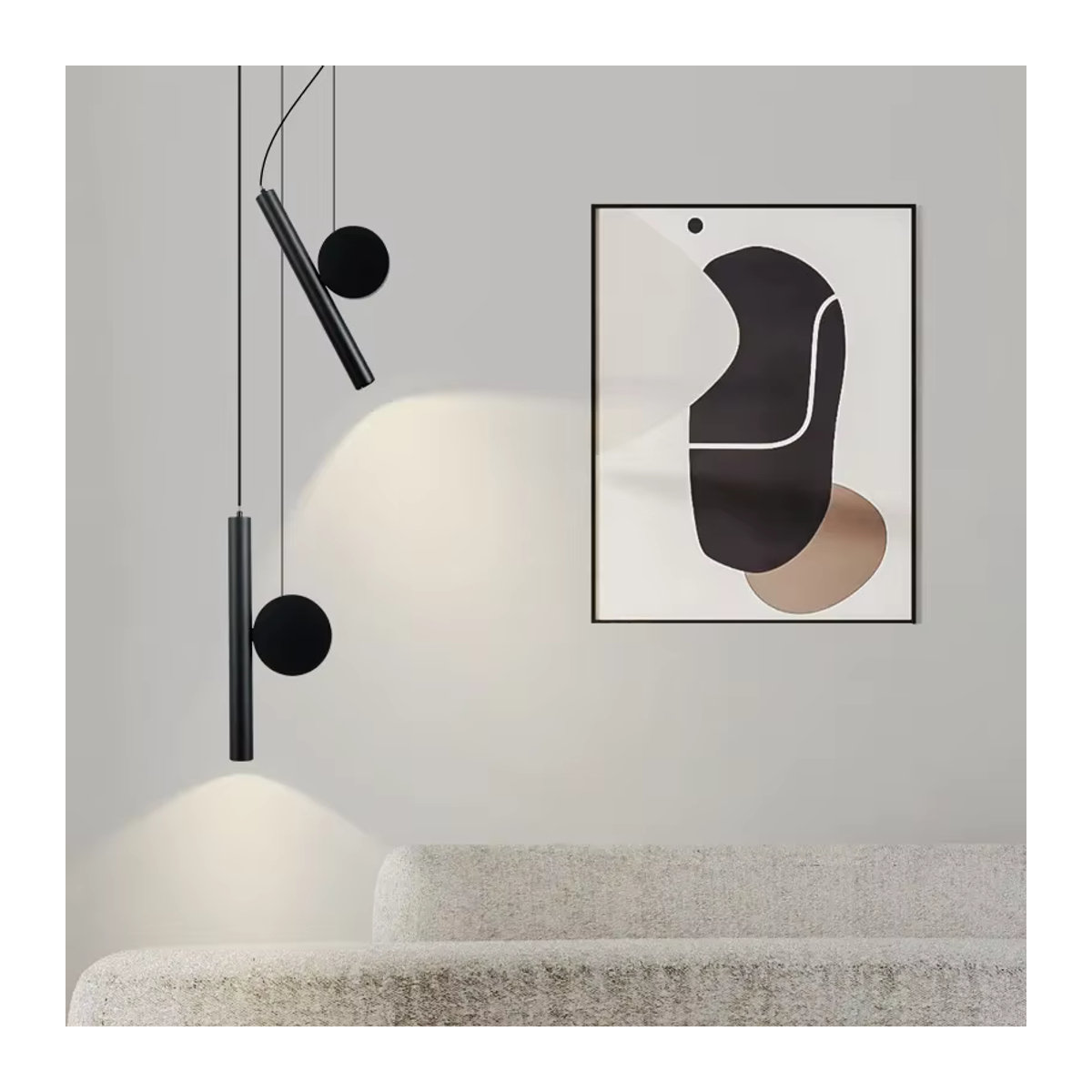 Minimalistische Pendelleuchte L-MANG aus Metall in Schwarz für Schlafzimmer und Restaurant - Bild 4