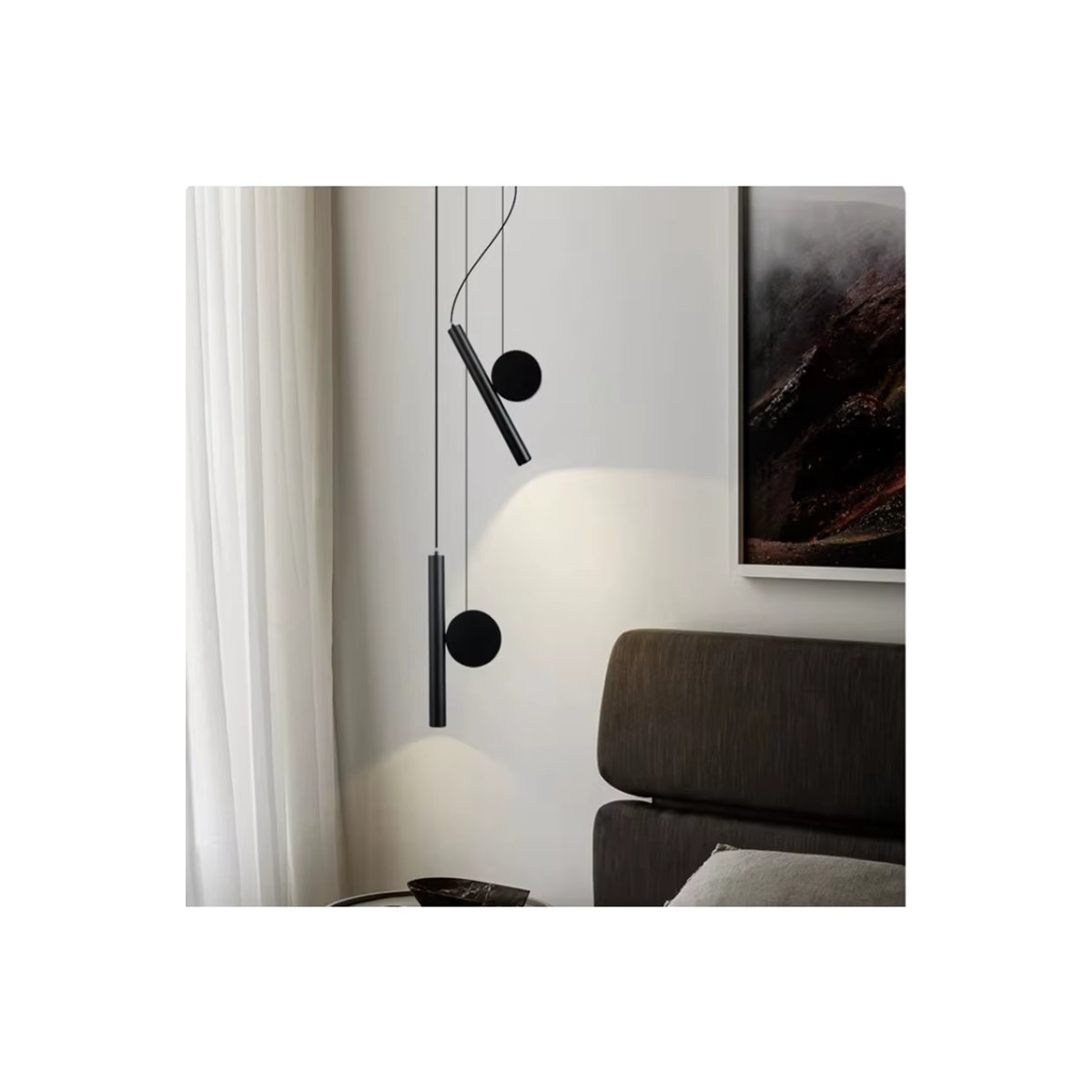 Minimalistische Pendelleuchte L-MANG aus Metall in Schwarz für Schlafzimmer und Restaurant - Bild 5
