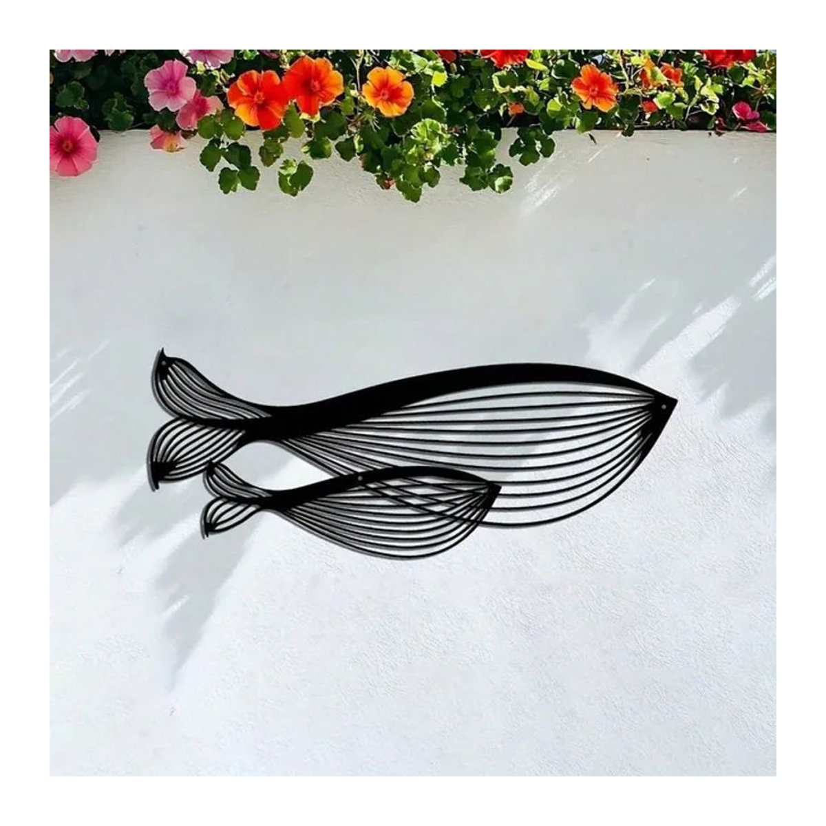 Minimalistische Wal-Wandkunst aus Metall in Schwarz, abstrakte Mutter-Kind-Skulptur von CIFBUY zur Wandmontage - Bild 1