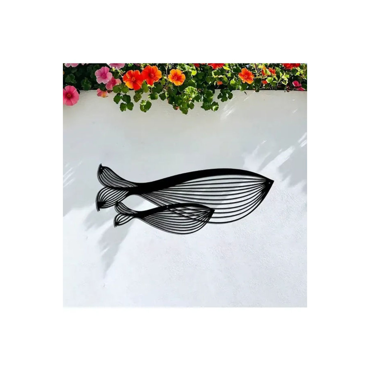 Minimalistische Wal-Wandkunst aus Metall in Schwarz, abstrakte Mutter-Kind-Skulptur von CIFBUY zur Wandmontage - Bild 5