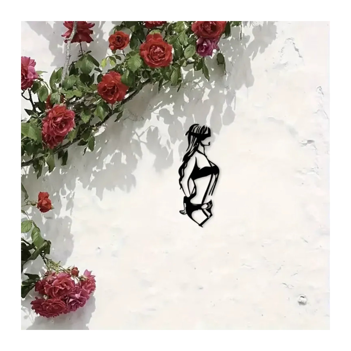 Minimalistische Wandkunst aus Metall mit weiblicher Silhouette in Schwarz von CIFBUY zur Wandmontage - Bild 4