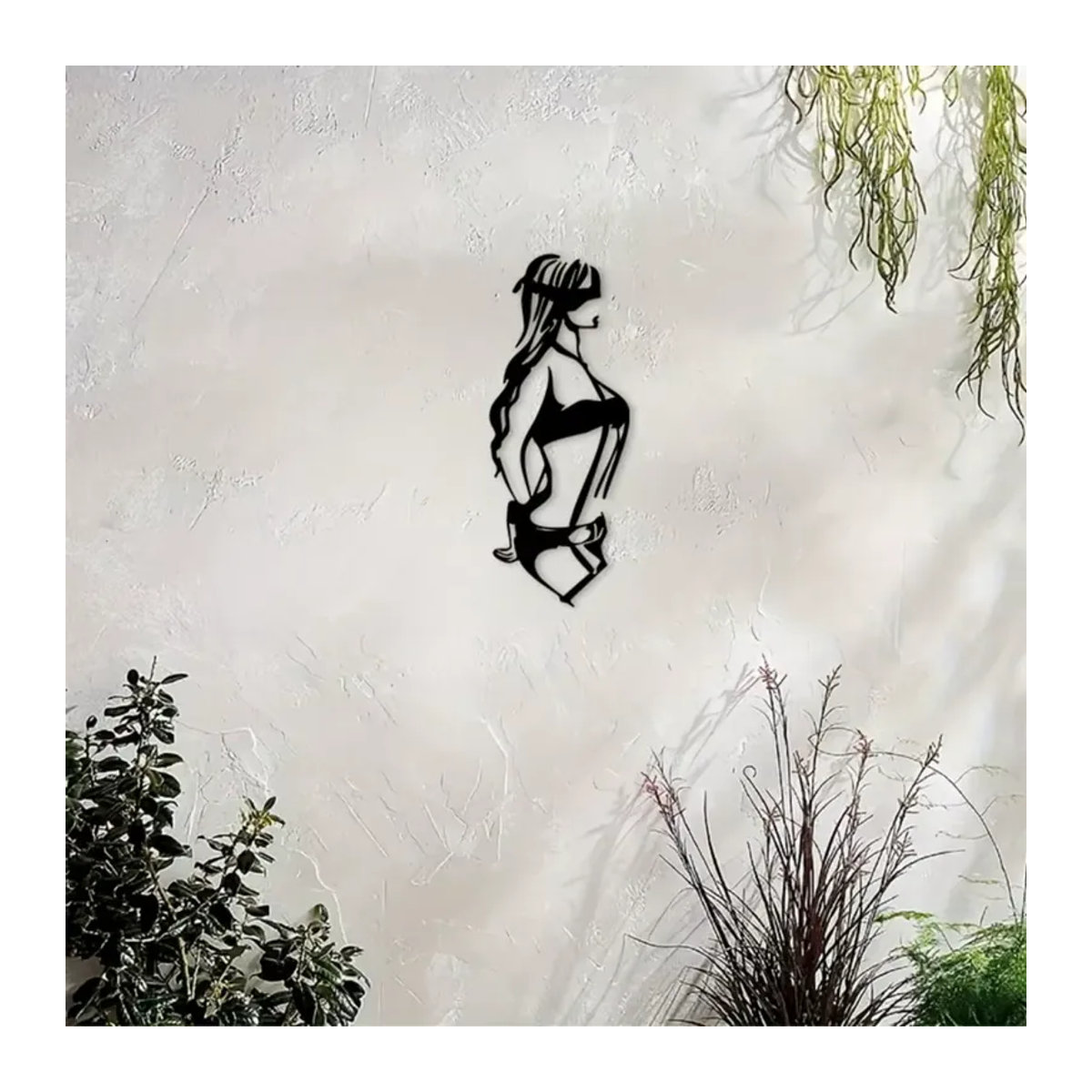 Minimalistische Wandkunst aus Metall mit weiblicher Silhouette in Schwarz von CIFBUY zur Wandmontage - Bild 5