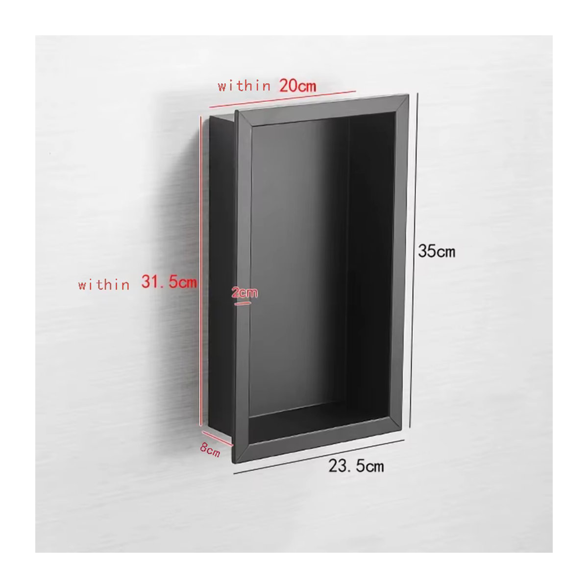 Minimalistischer Badezimmer-Wandschrank aus Metall in Schwarz von MAIJIESHENG als integrierter Nischenschrank für das Hotel oder WC - Bild 2
