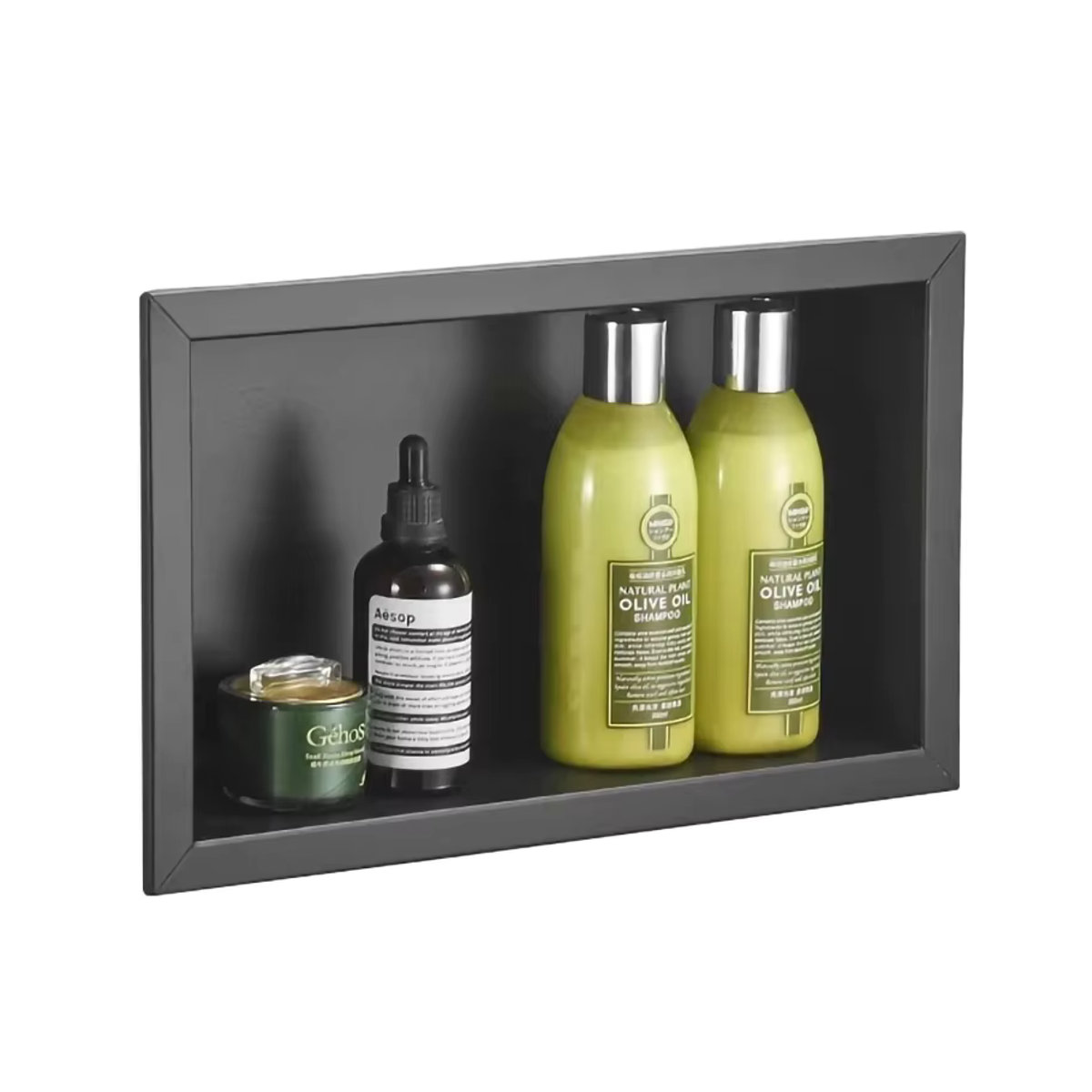 Minimalistischer Badezimmer-Wandschrank aus Metall in Schwarz von MAIJIESHENG als integrierter Nischenschrank für das Hotel oder WC - Bild 4